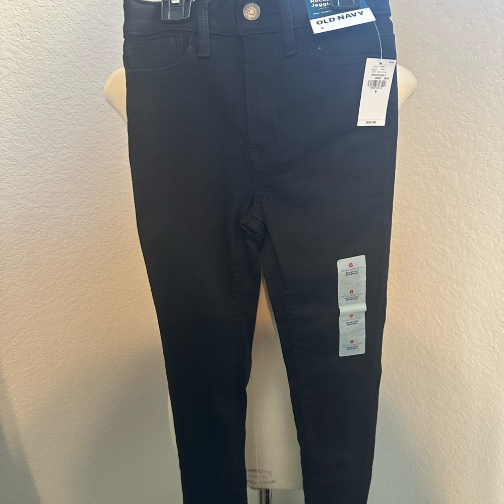 Girls Size 6 Old Navy Black Extra High-Rise Rocks Jegging Jeans